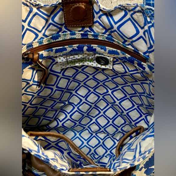 Fossil original hand material: canvas,genuine leather details, khaki&blue color✨ - Picture 4 of 16